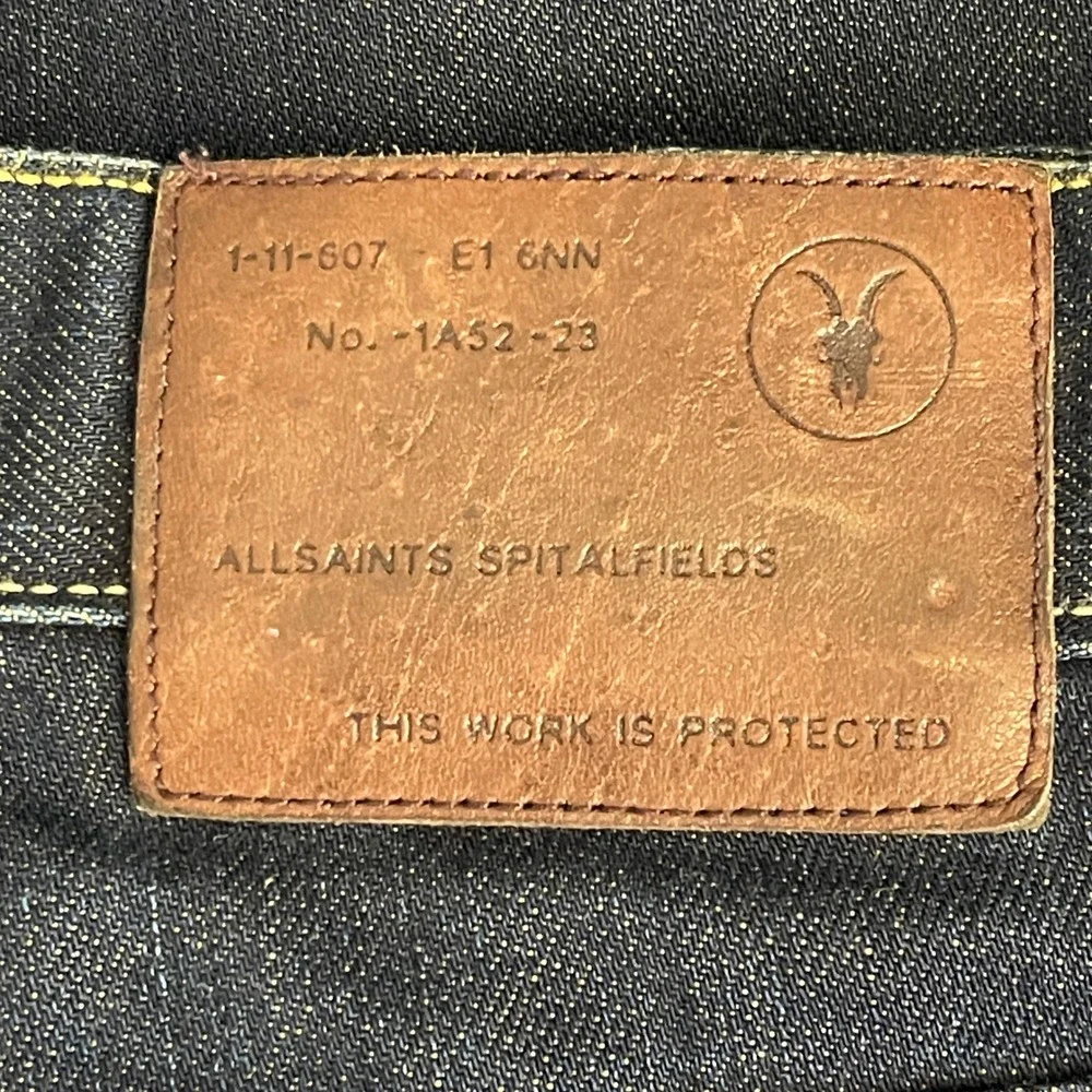 AllSaints Iggy Slim Fit Denim Jeans Button Fly‎ 34x34 Indigo Straight Leg MPH805